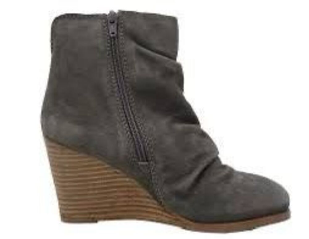 Diba Womens Grey Bailey Suede Leather Wedge Booties Boots Size size 8